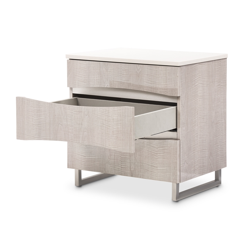 Marin Modern 3-Drawer Nightstand with Marble Top - Greige