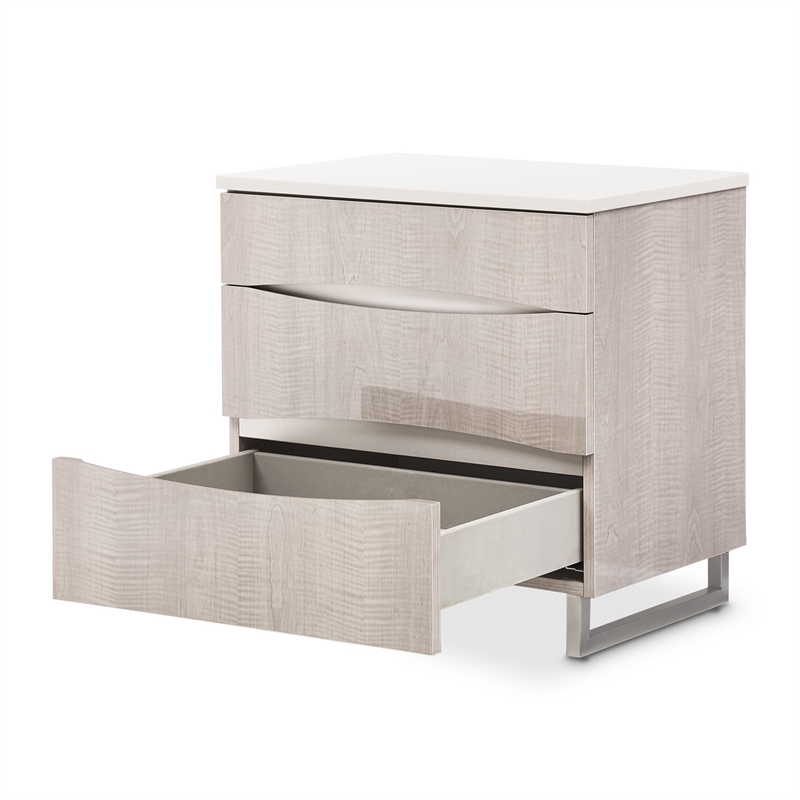 Marin Modern 3-Drawer Nightstand with Marble Top - Greige