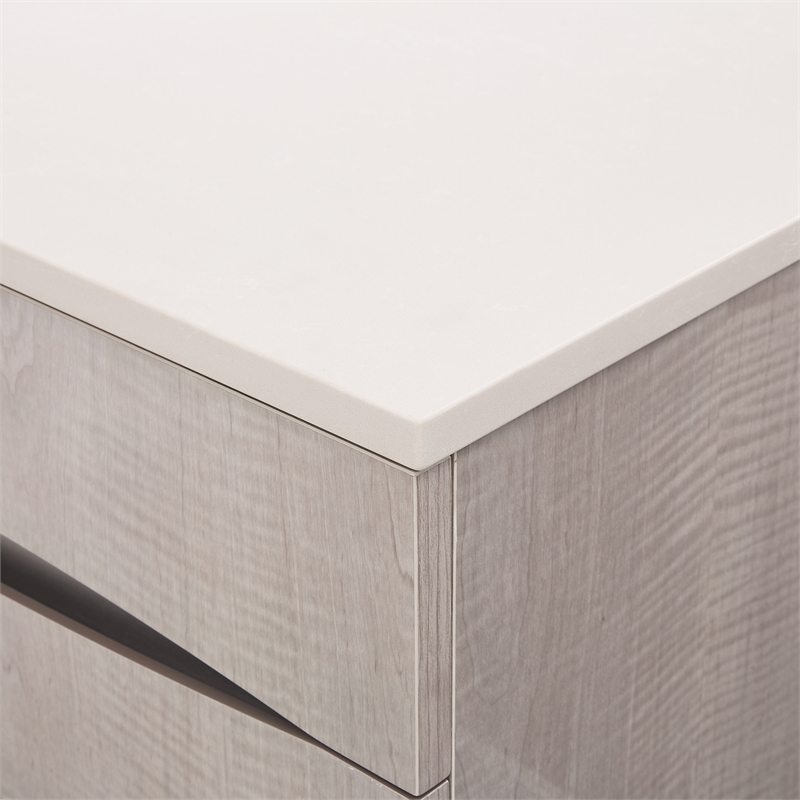 Marin Modern 3-Drawer Nightstand with Marble Top - Greige