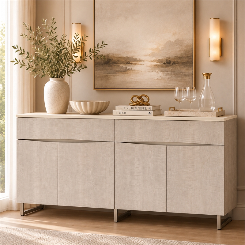 Marin Modern Sideboard with Marble Top - Greige