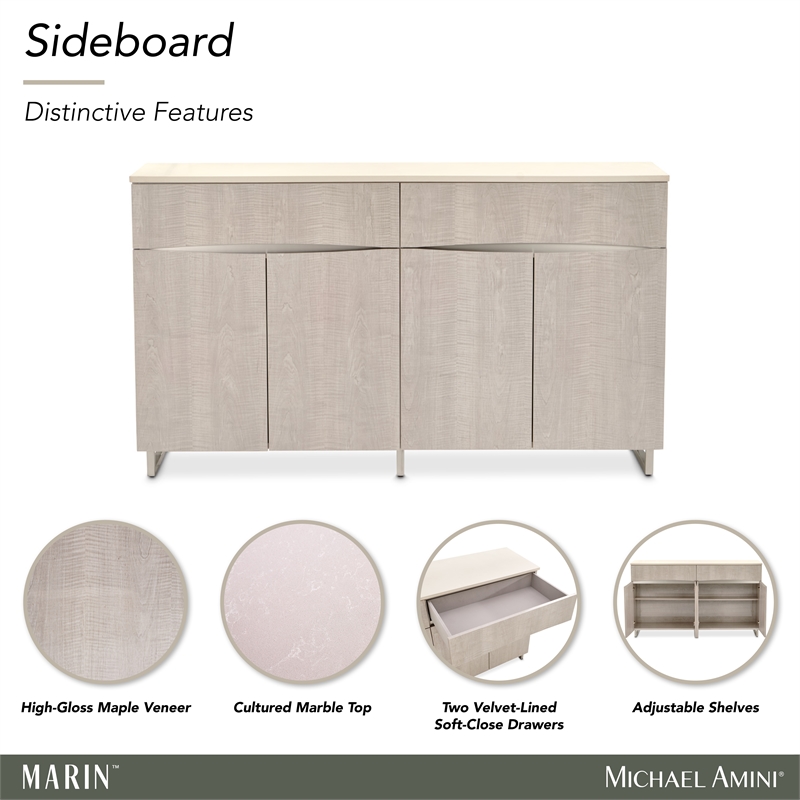 Marin Modern Sideboard with Marble Top - Greige