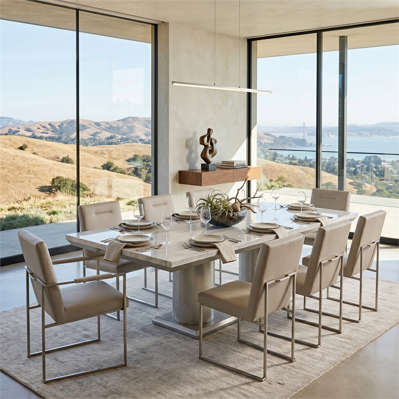 Marin Modern Minimalistic Dining Side Chair - Greige