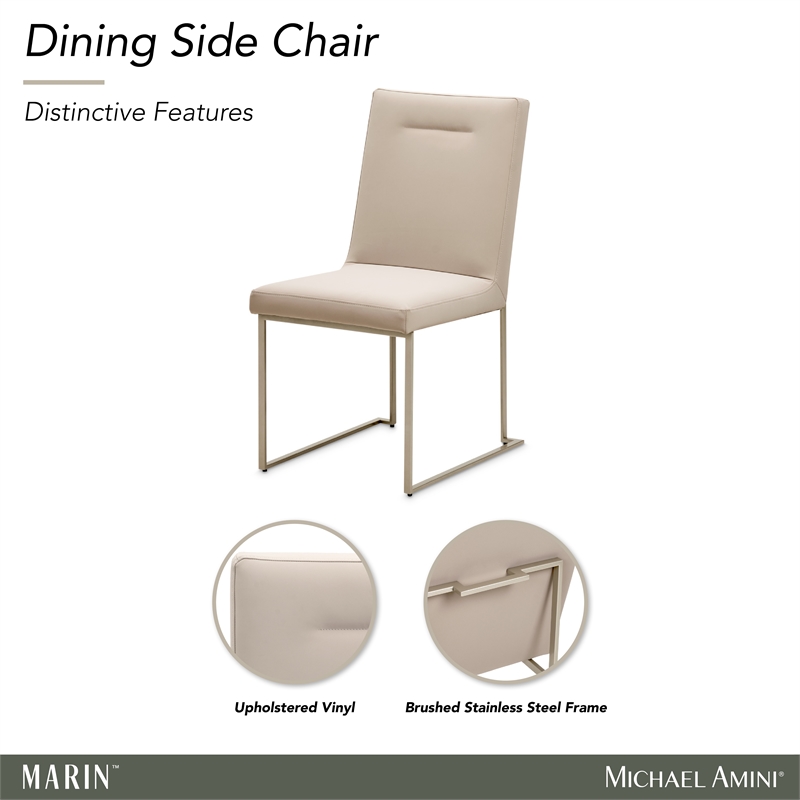 Marin Modern Minimalistic Dining Side Chair - Greige