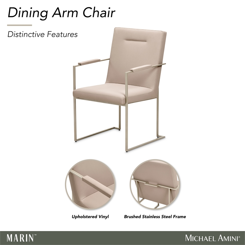 Marin Modern Minimalistic Dining Arm Chair - Greige