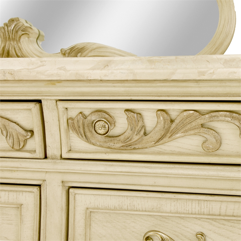 Platine de Royale Traditional Wood Dresser with Mirror - Champagne