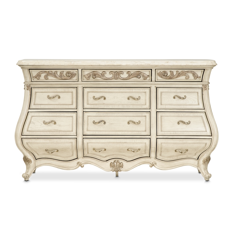Platine de Royale Traditional 12-Drawer Wood Dresser - Champagne
