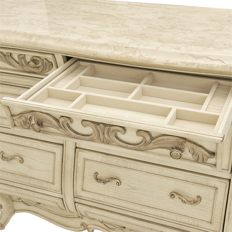 Platine de Royale Traditional 12-Drawer Wood Dresser - Champagne