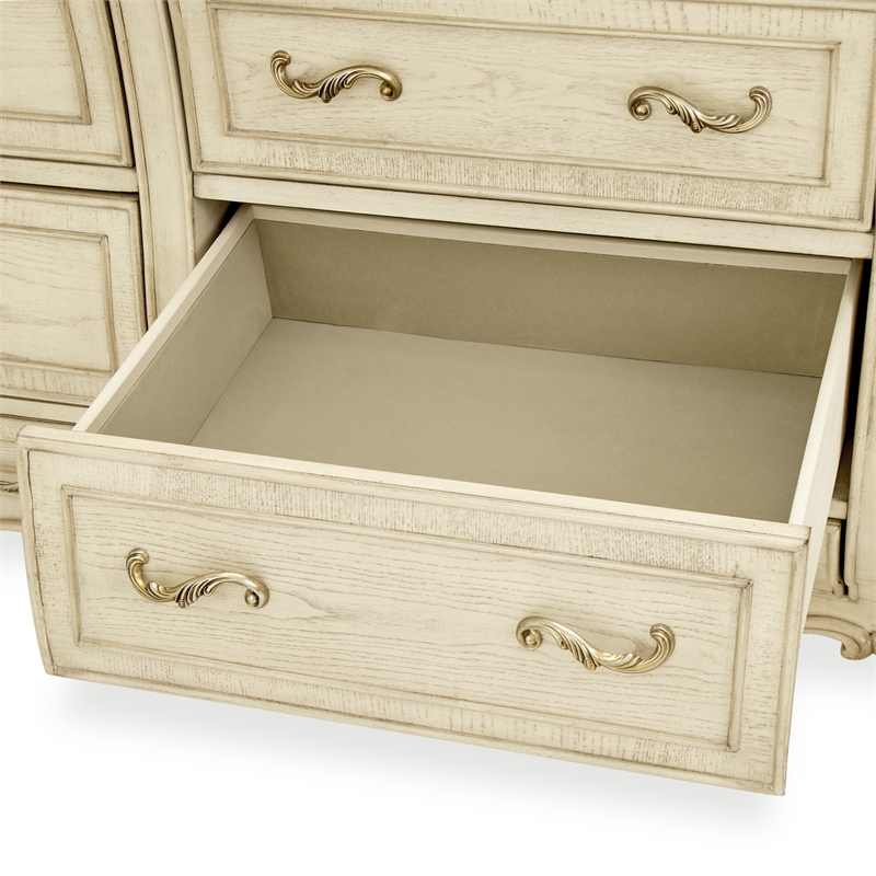 Platine de Royale Traditional 12-Drawer Wood Dresser - Champagne