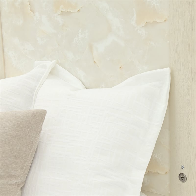 Portrait King Panel Bed with LED Lights - Alabaster White