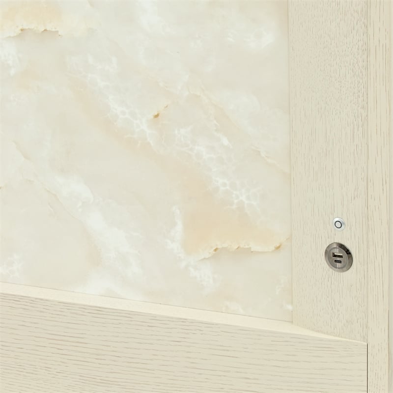 Portrait King Panel Bed with LED Lights - Alabaster White