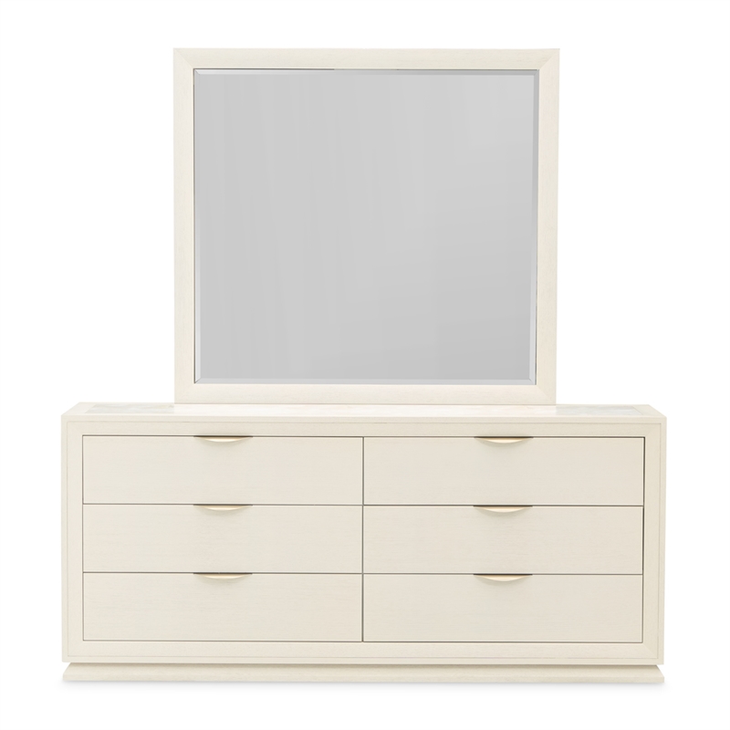 Portrait 6-Drawer Dresser with Mirror - Alabaster White