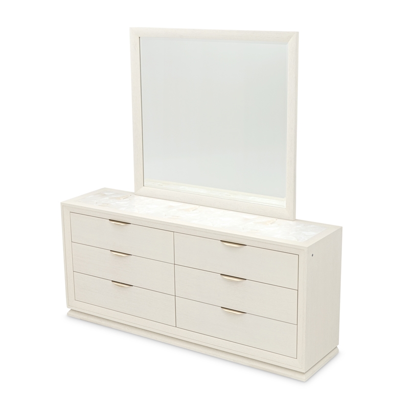 Portrait 6-Drawer Dresser with Mirror - Alabaster White