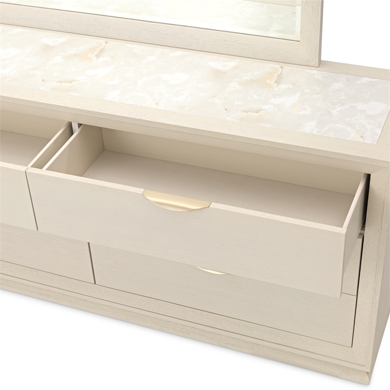 Portrait 6-Drawer Dresser with Mirror - Alabaster White