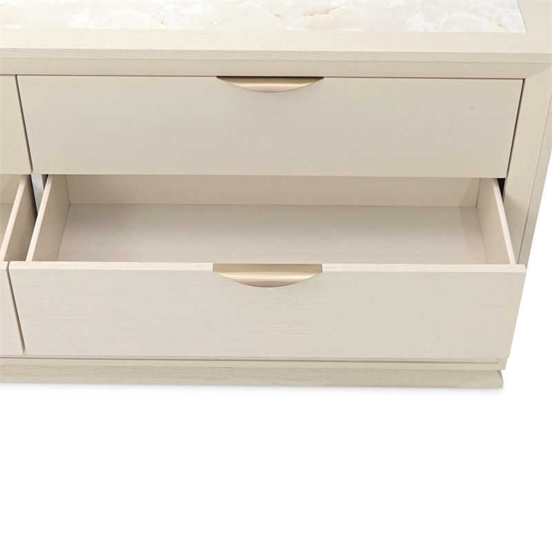Portrait 6-Drawer Dresser with Mirror - Alabaster White