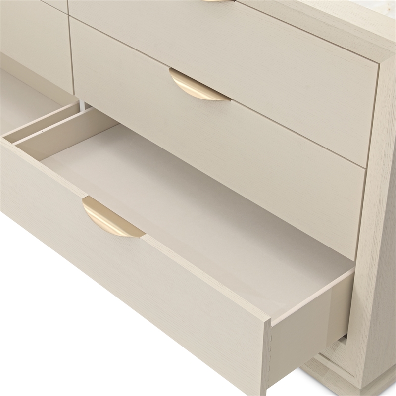 Portrait 6-Drawer Dresser with Mirror - Alabaster White