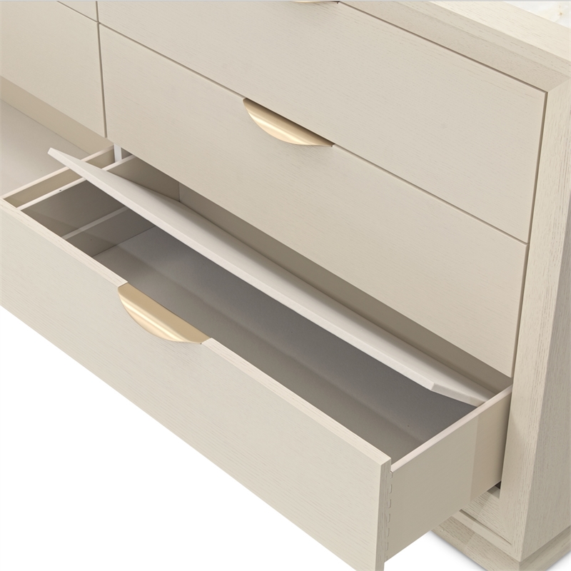 Portrait 6-Drawer Dresser with Mirror - Alabaster White