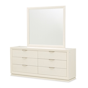 Portrait 6-Drawer Dresser with Mirror - Alabaster White