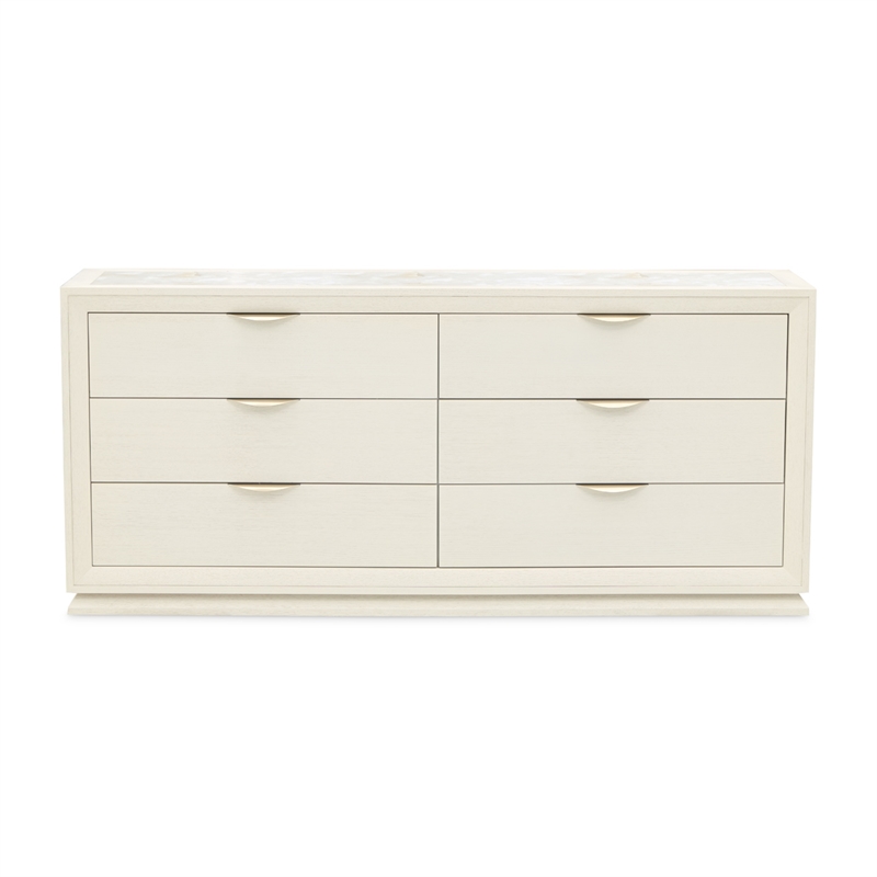 Portrait 6-Drawer Dresser with LED Lights - Alabaster White