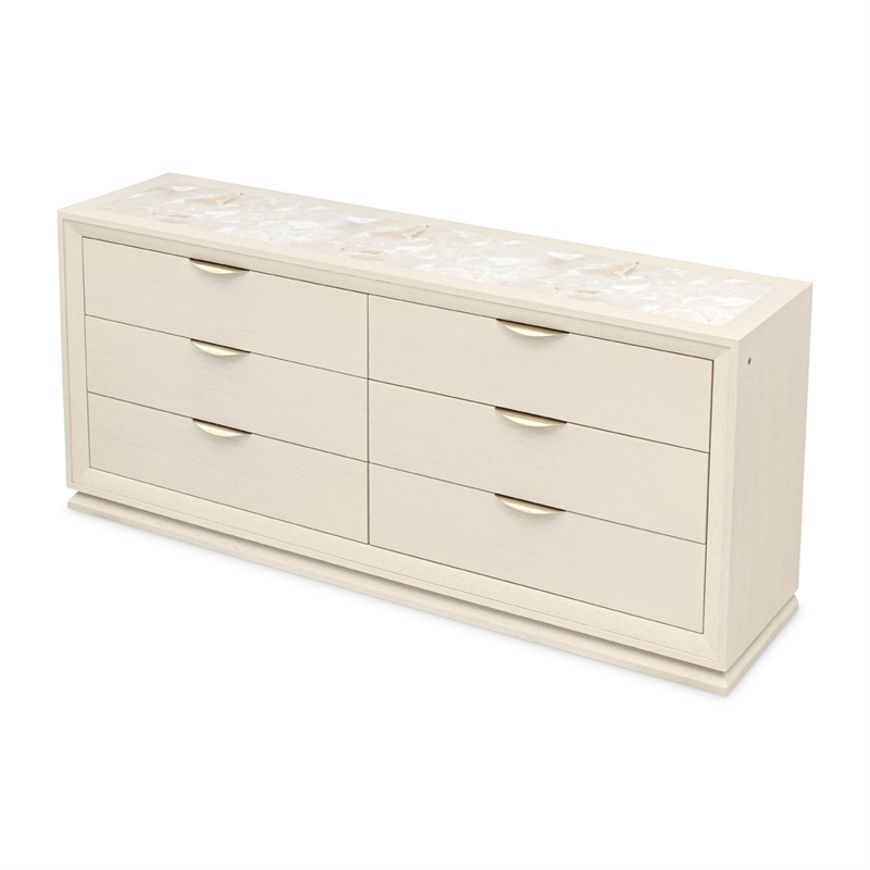 Portrait 6-Drawer Dresser with LED Lights - Alabaster White