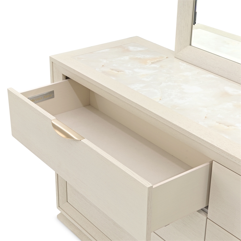 Portrait 6-Drawer Dresser with LED Lights - Alabaster White