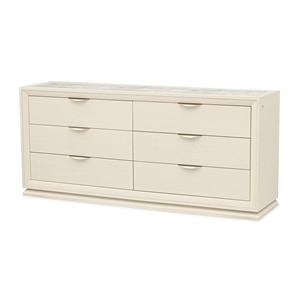 Portrait 6-Drawer Dresser with LED Lights - Alabaster White