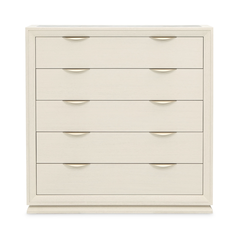 Portrait 5-Drawer Chest with LED Lights - Alabaster White
