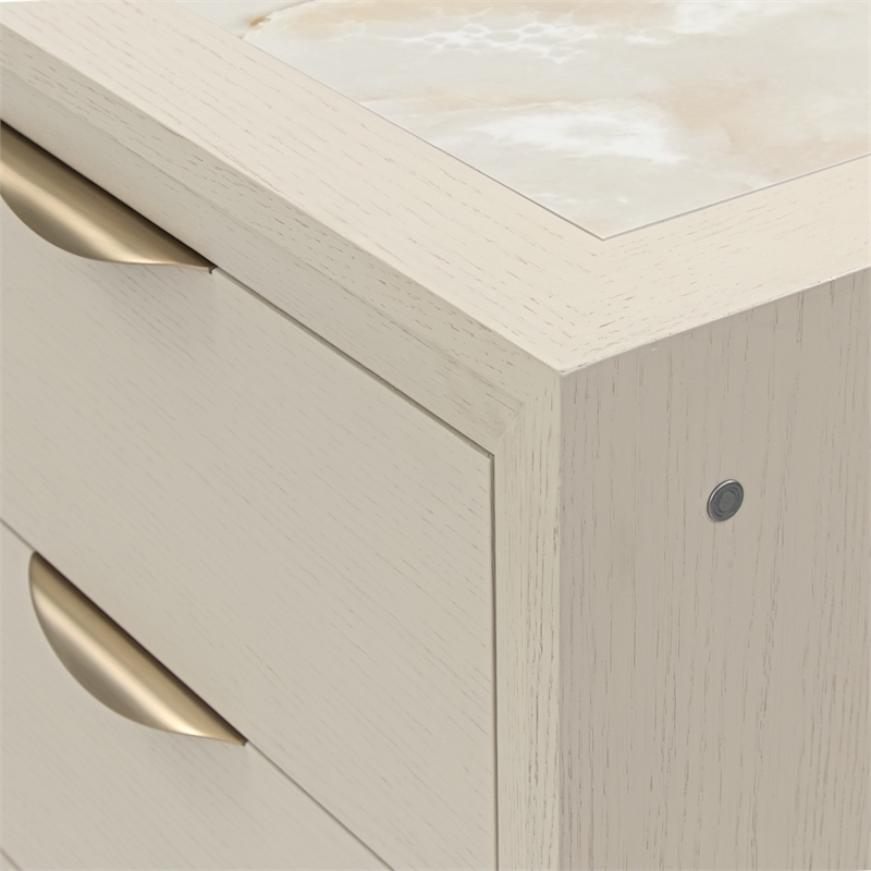 Portrait 5-Drawer Chest with LED Lights - Alabaster White