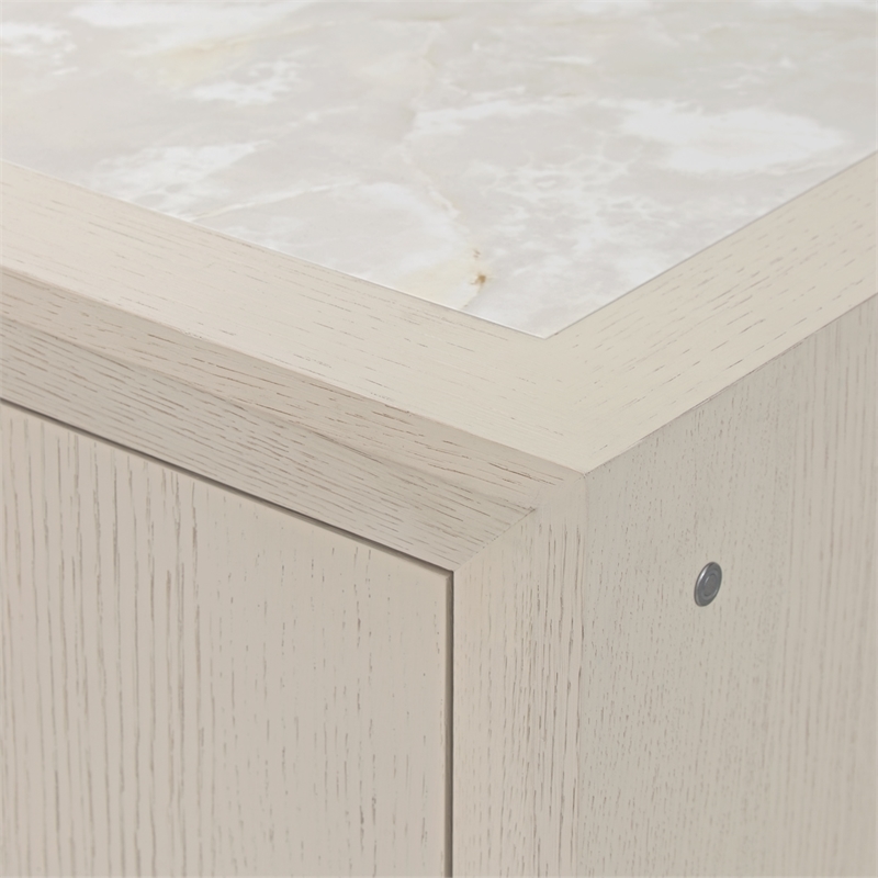 Portrait Sideboard with Lightup Top - Alabaster White
