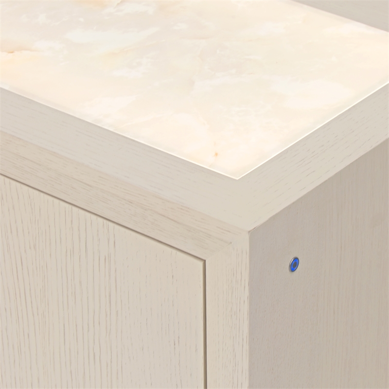 Portrait Sideboard with Lightup Top - Alabaster White
