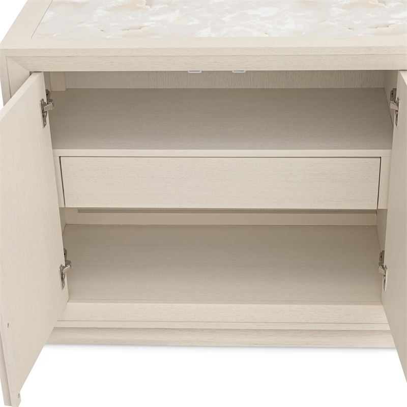 Portrait Sideboard with Lightup Top - Alabaster White
