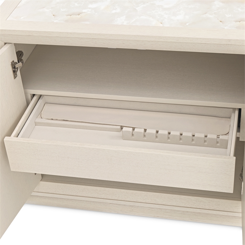 Portrait Sideboard with Lightup Top - Alabaster White
