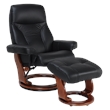 Cortina Leather Swivel Recliner with Matching Ottoman in Black