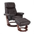 Alister Leather Swivel Recliner with Storage Ottoman in Brown