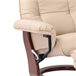 Alister Leather Swivel Recliner with Storage Ottoman in Taupe