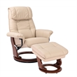 Alister Leather Swivel Recliner with Storage Ottoman in Taupe