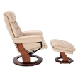 Callano Leather Swivel Recliner with Storage Ottoman in Taupe
