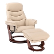 Callano Leather Swivel Recliner with Storage Ottoman in Taupe