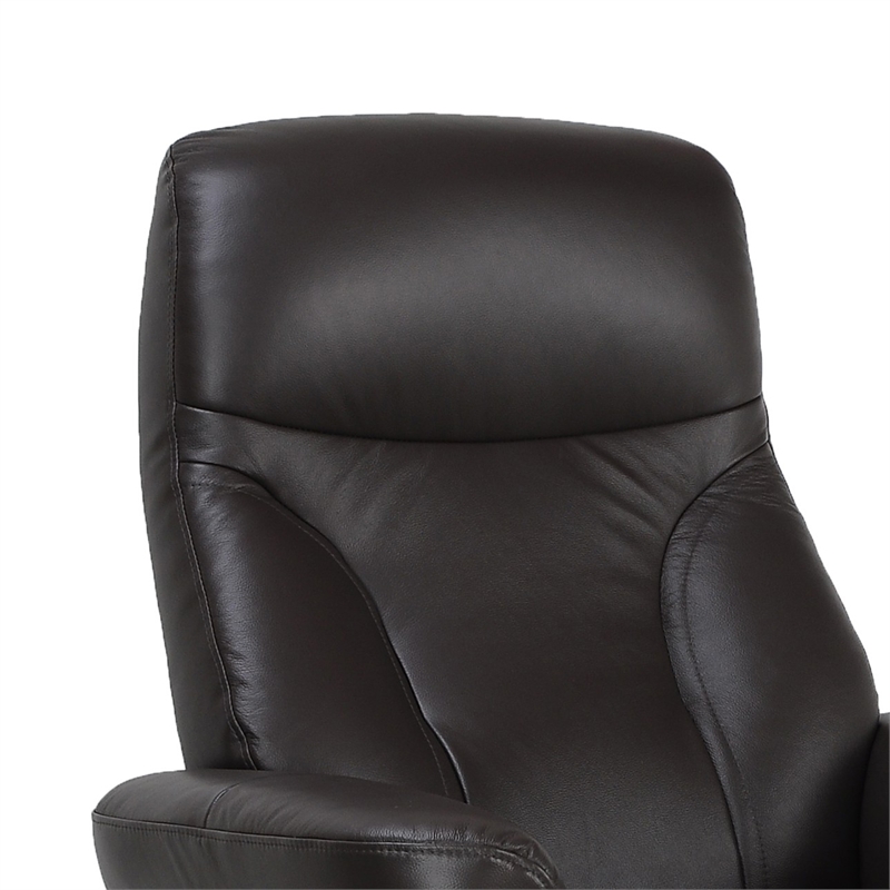 Cortina Leather Swivel Recliner with Matching Ottoman in Brown
