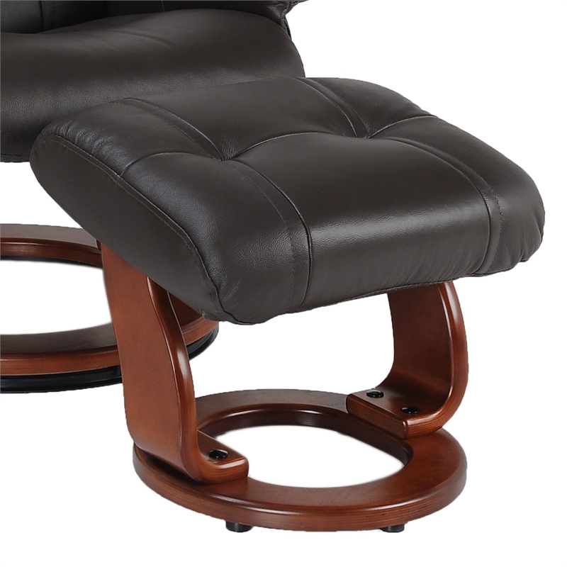 Cortina Leather Swivel Recliner with Matching Ottoman in Brown