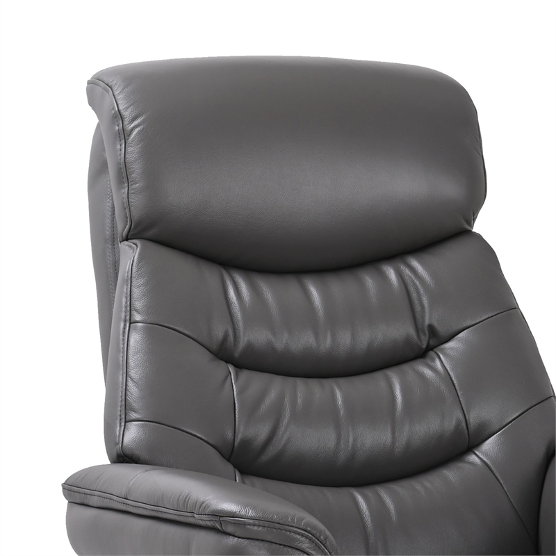 Callano Leather Swivel Recliner with Storage Ottoman in Grey