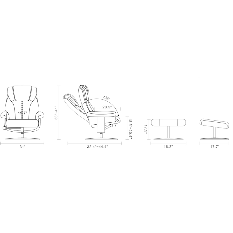 Douglas Ergonomics Swivel Recliner with Matching Ottoman