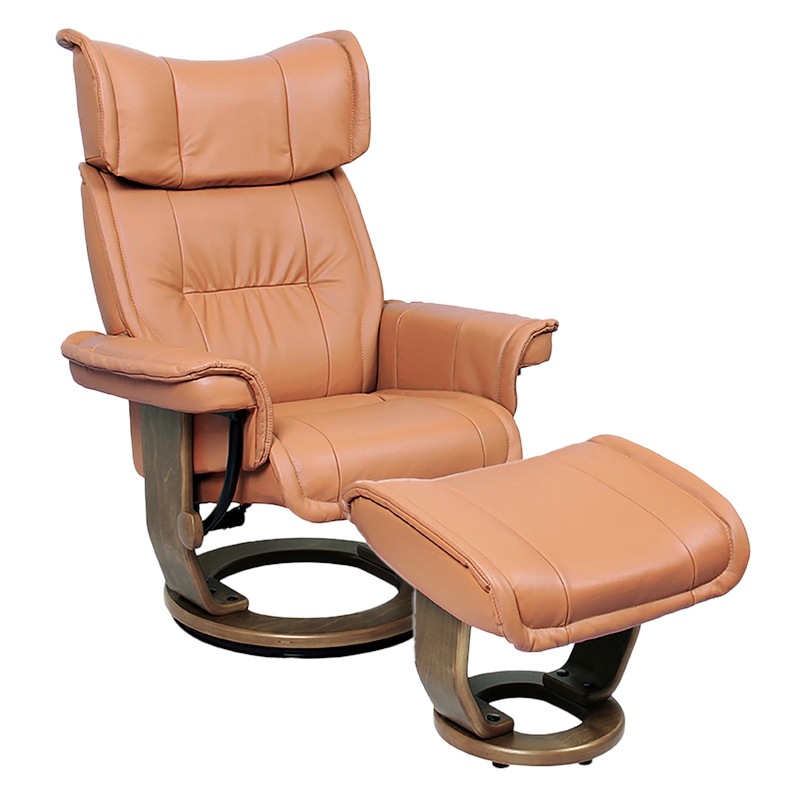 Elisia Leather Swivel Recliner with Matching Ottoman