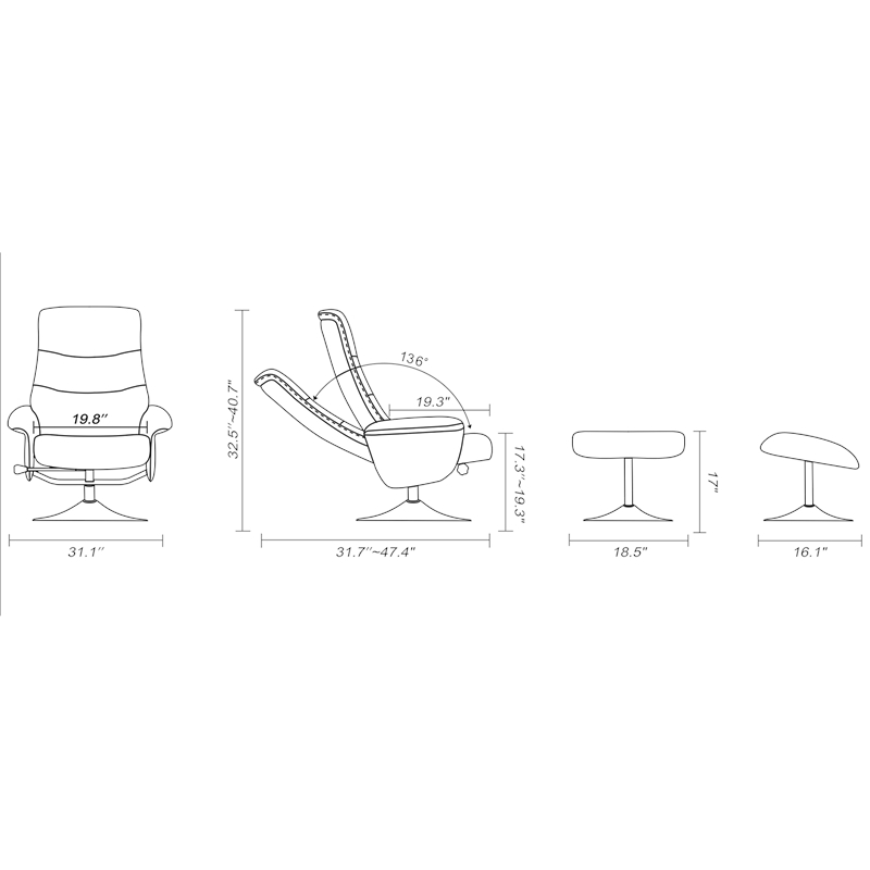 Silverdale Swivel Recliner with Matching Ottoman