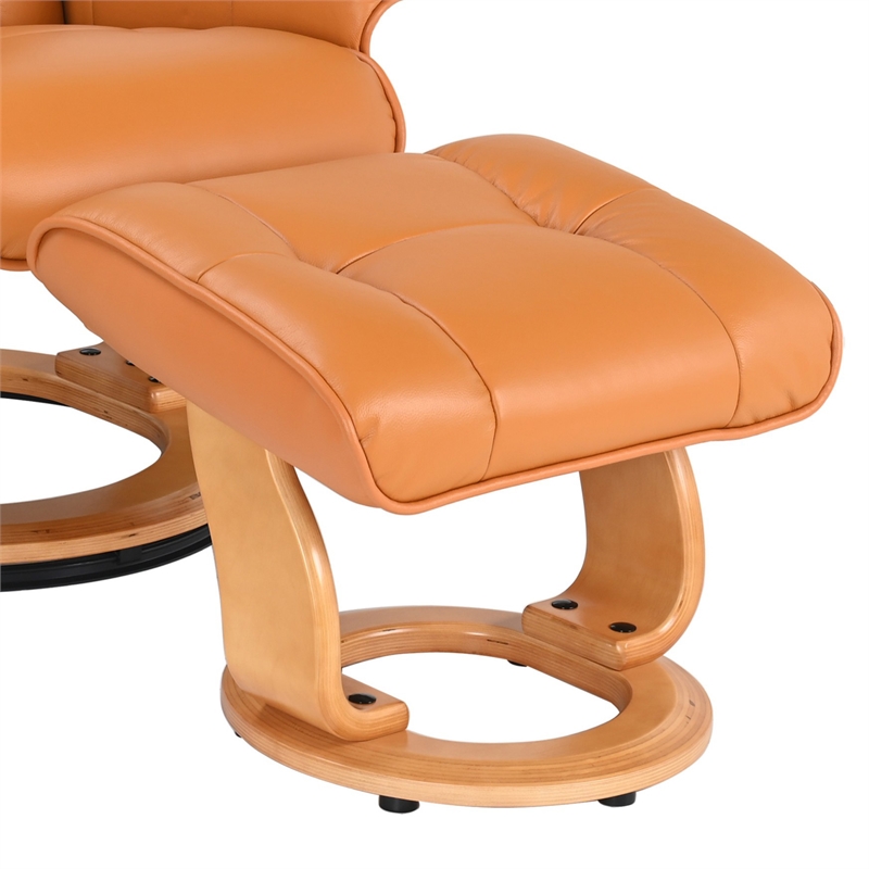 Muscat Leather Swivel Recliner with Matching Ottoman in Orange