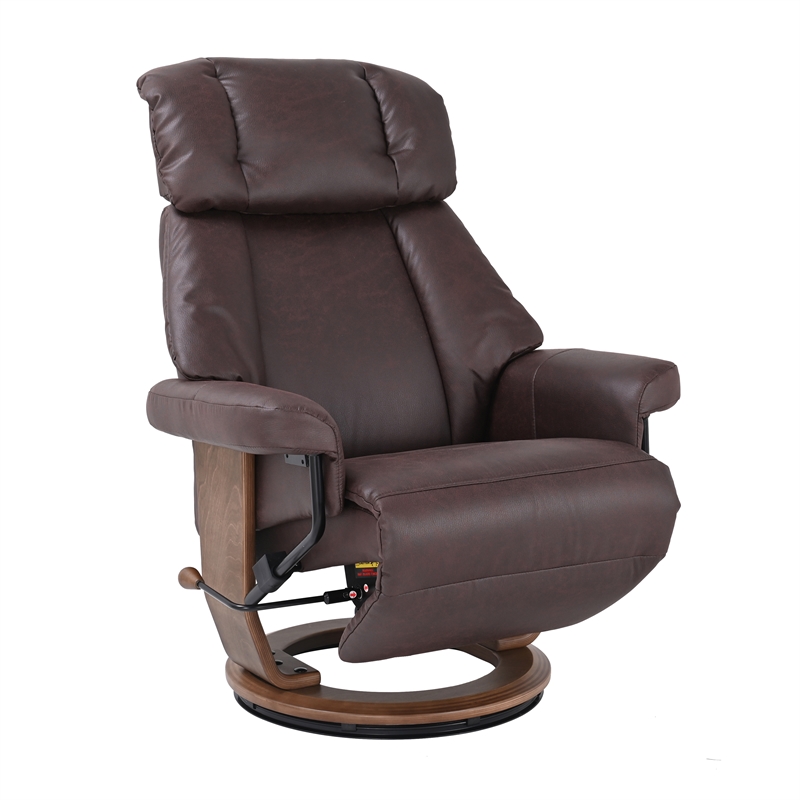 Theodora Swivel Recliner with Folding Chaise in Dark Brown Fabric