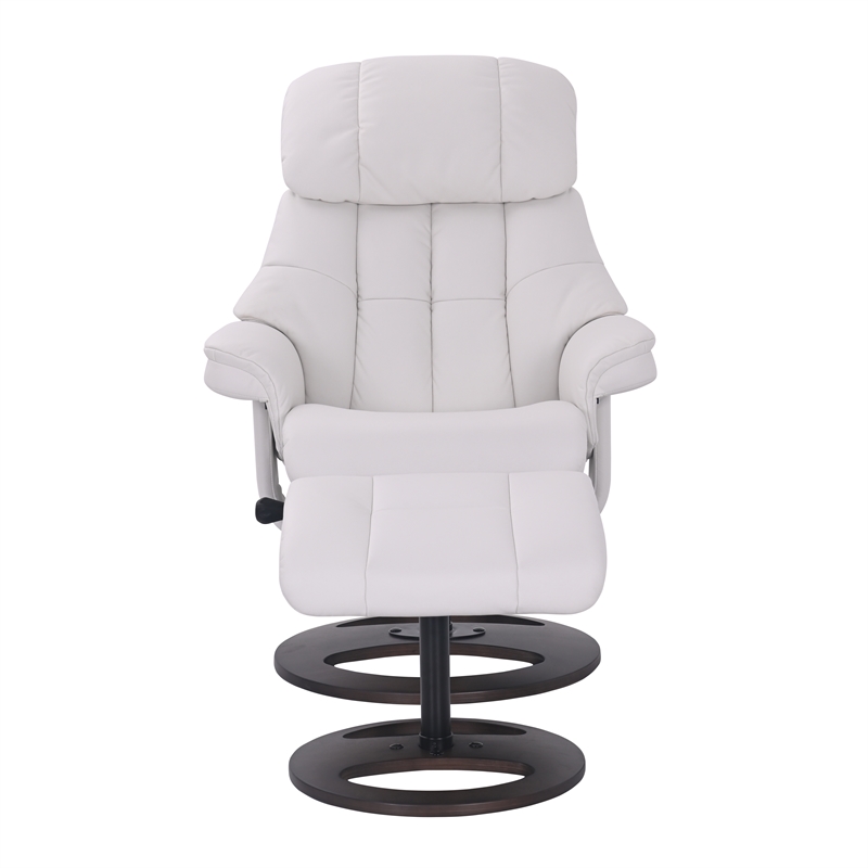 Rylan Upholstered Swivel Recliner with Matching Ottoman in White