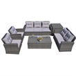 Direct Wicker Rattan Patio 6-Piece Conversation Sofa Sets in Gray with Cushions