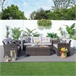 Direct Wicker Rattan Patio 6-Piece Conversation Sofa Sets in Brown with Cushions