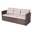 Direct Wicker Rattan Patio 6-Piece Conversation Sofa Sets in Brown with Cushions