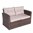 Direct Wicker Rattan Patio 6-Piece Conversation Sofa Sets in Brown with Cushions